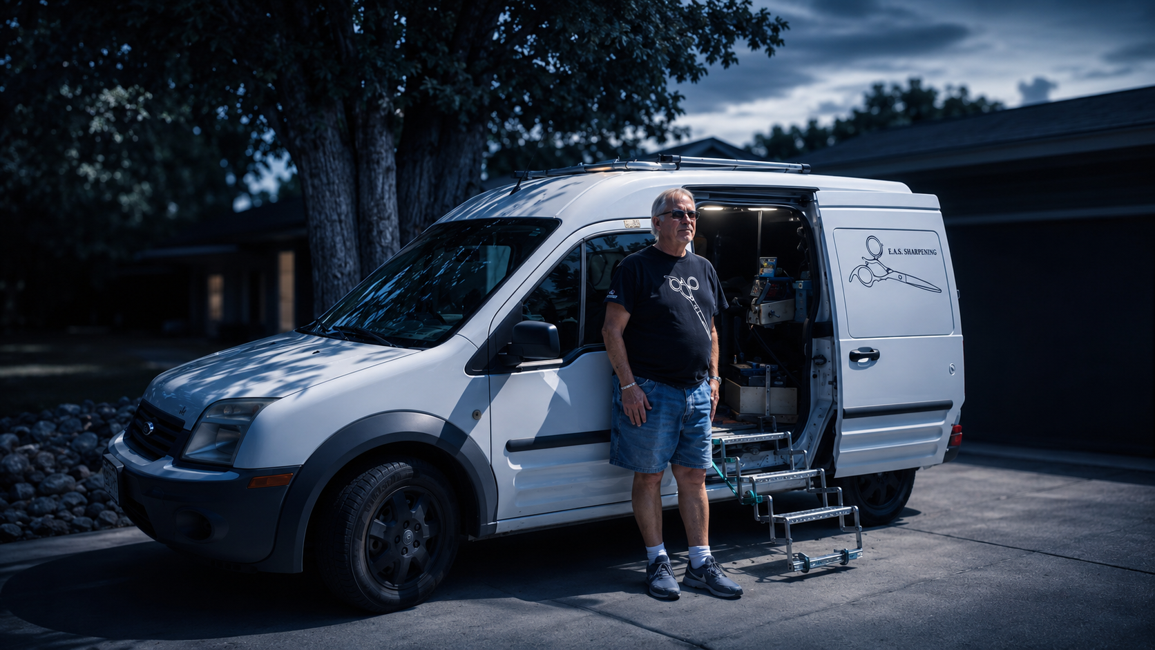Erich with the E.A.S. Sharpening mobile service van